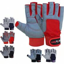 Guantes de Vela MRX BOXING & FITNESS con 3/4 Dedos y Agarre para Hombres y Mujeres, Ideales para Kayak, Entrenamientos, Guante de Vela - Gris, Rojo - Ver 4