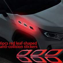 6片装红色汽车保险杠保护贴（反光条型），既能保护车身又时尚！ - 6pc紅黑葉形反光貼 - 查看 5