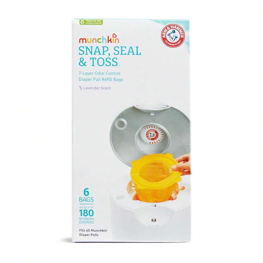 Munchkin® Arm & Hammer Diaper Pail Snap, Seal & Toss™ Refill Bags, Holds Up To 180 Newborn Diapers, 6 Pack - 白色 - 查看 1