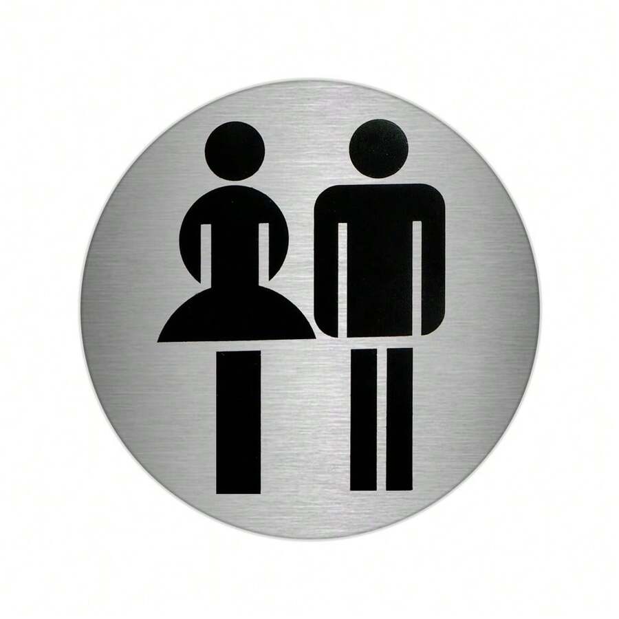 ORYX Bathroom Adhesive Plate Woman/Man Stainless Steel Ø 7 Cm. - Silver - View 1
