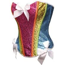 Women's Waist Cincher Bustier Boned Corset With  Design In 2025 - Rainbow -2 - View 2