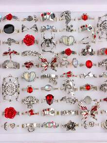 10/20 buc/lot Vintage Punk Gothic Halloween femei bărbați inele fluture păianjen trandafir craniu în formă de inimă stiluri petrecere de vacanță machiaj bal club de noapte bar cadouri pentru prieteni accesorii de purtare zilnică