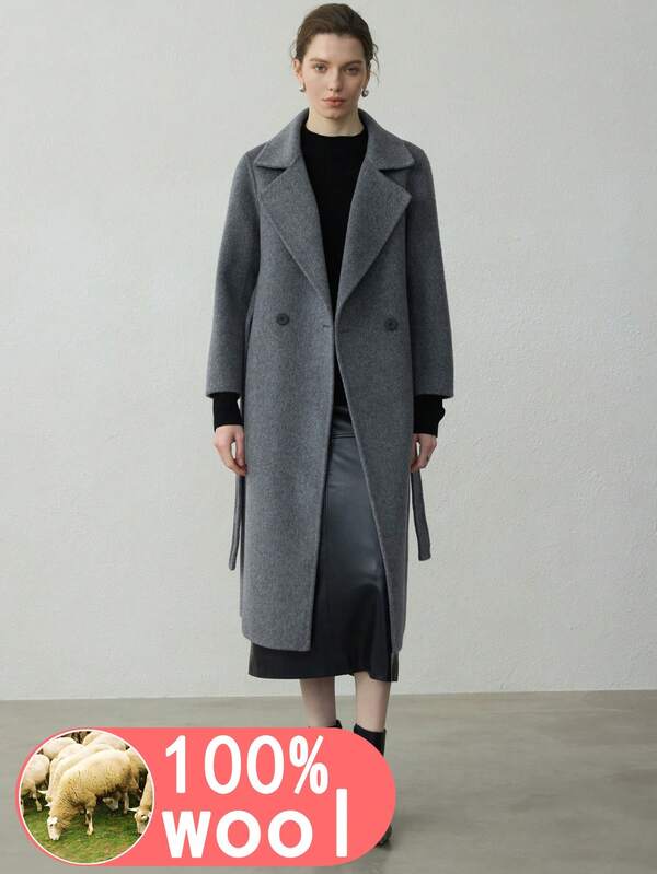 2025 New Double-Sided Wool Coat, 100% Pure Wool Fashion Buttoned Knee-Length Warm Woolen Coat, Women's Winter Jacket, Elegant Ladies Winter Outerwear