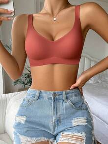 3 件女士无钢圈文胸，提升紧致，面料柔软透气，舒适休闲内衣 - 彩色 - 查看 3
