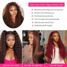 GABRIELLE 13x6 Deep Wave Wigs Human Hair Chocolate Brown Deep Wave Lace Front Wigs Human Hair 180 Density Deep Curly Transparent Lace Frontal Human Hair Wigs Colored #4 Human Hair Wigs Pre Plucked For Women - 巧克力棕 - 查看 6