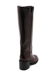 Fashionable Versatile Chunky High Heel Knee-High Boots - Wine Red 2523A - View 4