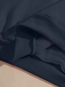 Damen-Sweatshirt mit Boston-USA-Textprint, Herbst/Winter, warm gefüttert, langärmelig, weich und bequem, ideal für kaltes Wetter, im Y2K-Stil, perfekt für Valentinstag, Karneval, Partys, Strand, Hochzeiten, Fitnessstudio, elegante Anlässe und Urlaub, Drop-Shoulder - marineblau - Übersicht 7