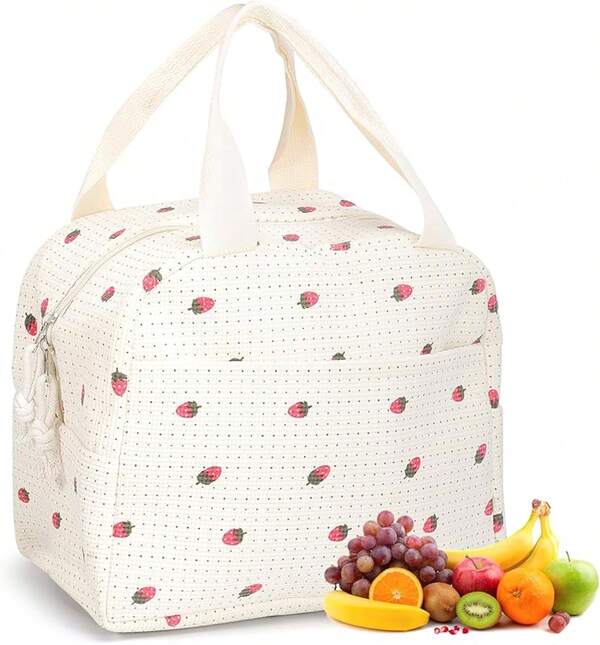KINGTLE Bolsa de Almuerzo Aislada,Lonchera Termica para Hombres y Mujeres,Bolsa de Almuerzo Portátil Fiambrera Unisex Gran Capacidad para Picnic Oficina Camping Viajes Escuela (Cuadrícula Negra)