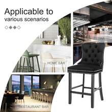 Virabit Velvet Counter Height Bar Stools Set Of 2, 27" Padded Bar Stool With Button And Nailhead Decoration, Bar Stool With Back And Wooden Legs(Beige)