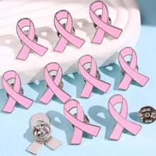 10 Pieces Of Unique And Elegant Pink Ribbon Brooches, Designed To Raise Awareness About Breast Cancer And Show Care For Women. Perfect For Women Attending Events And Ceremonies. Christmas Gift