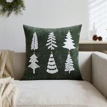 1 buah Sarung Bantal Bordir Pohon Natal Hijau, Cocok untuk Dekorasi Dalam Ruangan, Sarung Bantal Dekoratif Natal, Isian Bantal Tidak Termasuk - Hijau - View 14