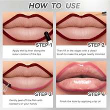 3Pcs Peel-Off Lip Liners, Long-Lasting & Hydrating Lip Definition With Precision,Stay On All Day & Easy To Apply,Matte Tattoo Lip Liner Stain Peel Off Lip Makeup Set - Nhiều màu - Xem 6