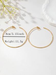 1 Đôi bông tai vòng tròn vàng thời trang dành cho nữ, thích hợp cho tiệc tùng và đeo hàng ngày, bông tai giả phóng đại - Vàng - Xem 6