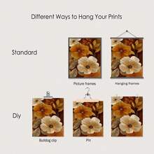 1 Stück Vintage Herbst Blumen Leinwandkunstdruck - Warmes Braun & Orange Botanische Wanddekoration, Boho Herbststil, Ungerahmt, Ideal für Wohnzimmer, Schlafzimmer, Küche, Esszimmer, Badezimmer - Geschenk zur Schulanfang, Raumdekoration