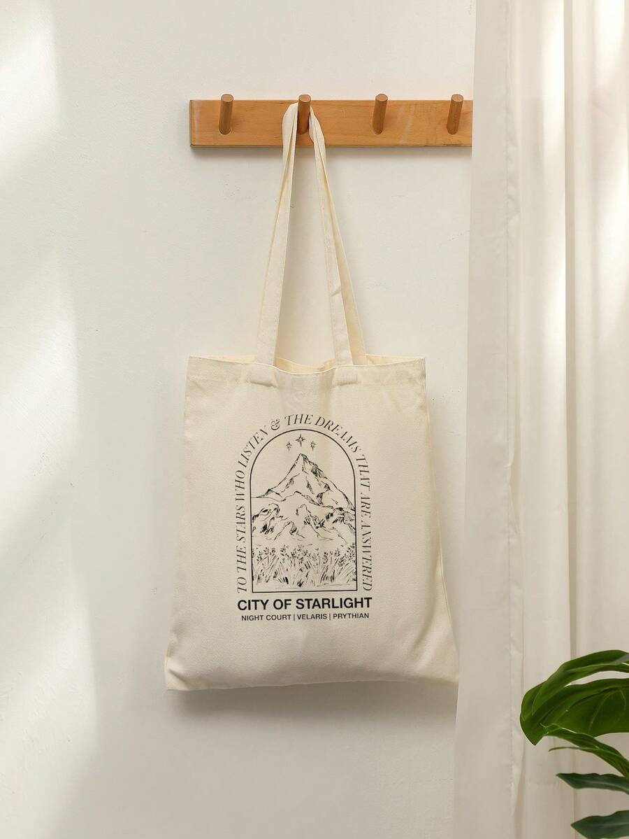 1 Pc City Of Starlight Pattern Tote Bag Shoulder Bag For Travel Daily Commute Women's Shopping Bag, Best Gift For Her,  Folding Shoulder Bag Summer Beach Holiday Bag, Travel Gift For Man Woman