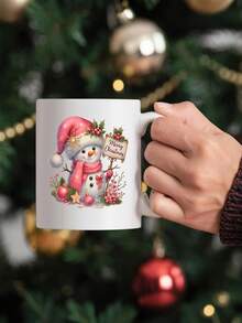 1 pieza Taza de cerámica de 11 onzas con diseño de Papá Noel, taza linda con muñeco de nieve, opción perfecta para regalos de Navidad, taza de té para amantes del café, regalos de Acción de Gracias y cumpleaños, regalos para fiestas navideñas, decoraciones de otoño, recipientes para bebidas calientes y frías en invierno, reutilizable, suministros de cocina ideales, ¡regalos multifuncionales para el Día de San Valentín y bodas! - Multicolor - Ver 5