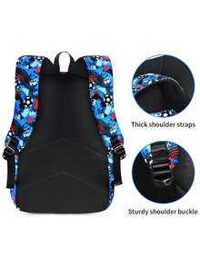 Mochila con estampado de fútbol para hombres, mochila escolar de moda con graffiti y color contrastante, mochila para portátil casual de gran capacidad y acolchada con múltiples bolsillos, adecuada para la universidad, vuelta al colegio, viajes y uso casual