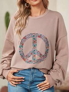 Boho Retro Vintage 60's Vibe Cream Cotton Raglan Lantern Bubble Puff  Sleeve  Floral Rib Patchwork Top Sweat Shirt Blouse - 山羊 - 查看 1