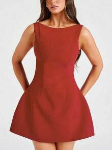 1 件时尚性感露背简约女士连衣裙，适合夏季