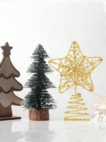 3 Stücke Mini Weihnachtsbaum Stern Topper, glitzernder Weihnachtsbaum Topper, Cut Out Stern Baumspitze Dekoration, für Weihnachtsbaum Dekorationen, Silvester Party, Feiertags Dekoration, Innenraum Heim Weihnachtsdekoration, Weihnachtsgeschenke, Weihnachtsdekoration
