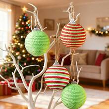 Christmas Hemp Rope Ball Ornaments Set Colorful Christmas Hanging Decorations For Christmas Tree - Army Green - View 1