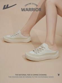 WARRIOR 1 双运动多功能运动鞋，透气休闲低帮帆布鞋 - 白/米 - 查看 4