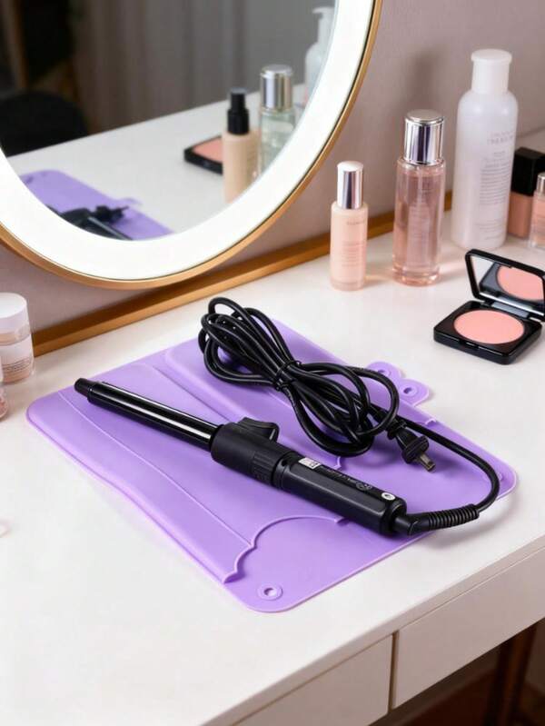 وسادة مقاومة للحرارة لمكواة الشعر، لوح الكبس، حقيبة عزل حرارية للسفر، حقيبة تخزين سيليكون لمكواة الشعر