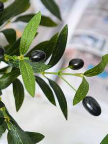 4 Pieces Of Artificial Plants - Green Plants - Olive Branch Stems - Olive Leaves - Fake Plants - Green Leaves - Fruits - Branches And Leaves For Home Office Use - Indoor And Outdoor DIY Wreaths For Decoration, Wedding Decoration, Valentine's Day Decoration, Birthday Anniversary Decoration, Home Decoration, Dining Table, Bathroom, Bedroom Decoration, Desk And Table Decoration, Halloween Decoration - Green - View 11