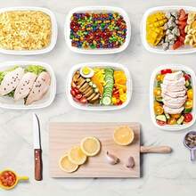 15pcs Transparent Plastic Food Storage Containers With Blue Lids - Stackable, Reusable, Ideal For Kitchen Organization - Suitable For Grains, Meats, Fruits And Vegetables - Dishwasher And Microwave - Multicolor - View 12