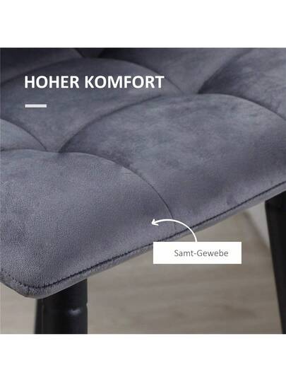 Set Of Bar Stools The Kitchen, Moderne Fluwelen Upholstery Steel Legs, Non Slip Foot Caps, Up To 120 Kg, 42 47 105 Cm, Grijs view 5