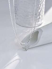 2 Pieces Of Women's Necklaces / Collarbones Chains: Double-Layered Design With Hexagonal Pendants, Stylish, Suitable For Daily Versatile Matching