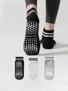 3/5 Pairs Yoga Socks, Ankle Length Socks For Indoor Yoga, Dance, Pilates, Exercise, Trampoline, Running