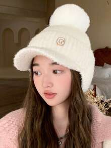 1 件女式针织帽，带刺绣字母设计，时尚、百搭、透气舒适，可折叠，方便携带，适合日常通勤、露营、旅行、徒步旅行、主题公园、咖啡馆、农场、聚会、派对和摄影，秋冬季 - 多色 - 查看 16