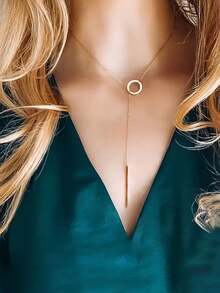 High Quality 316 Stainless Steel Golden Y-Necklace For Women, Anti-Fading, Comfortable & Versatile, Minimalist & Elegant, Suitable For Daily Wear Or Parties; Fashionable Women's Earrings, Jewelry Accessories, Exquisite Gift For Her, Holiday Gift, Anniversary Gift