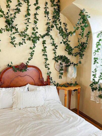 1pc Artificial Ivy Leaf Vine, Removable Leaves Plastic Fake Hanging Vine Plant Decor For Living Room, Kitchen, Balcony, Garden, Bedroom, Farmhouse (Note - If You Smell Plastic Odor After Unpacking, Please Let It Ventilate For A While, It Will Not Affect The Use)