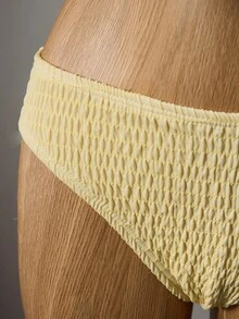 Bellisia Solid Color Bikini Set With Underwire, Shirred, Soft Cup, Suitable For Beach Vacation For Summer