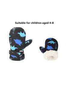 Nuovi guanti da sci per bambini - Tessuto impermeabile e ad asciugatura rapida, imbottitura termica per autunno e inverno, guanti spessi adatti per bambini da 2 a 4 anni, con stampa a cartoni animati