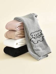 1件秋冬季保暖加厚紧身裤，卡通印花保暖婴儿裤袜