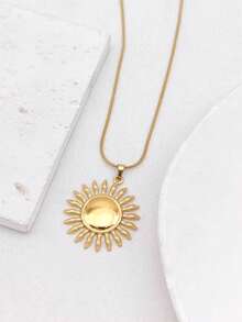 1 pieza Collar con colgante en espiral exagerado chapado en oro de 18K de acero inoxidable, collar tipo gargantilla de estilo bohemio