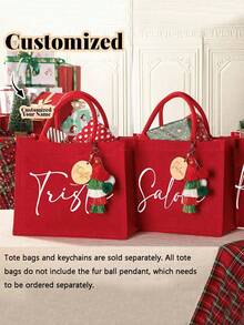 Personalizowana torba prezentowa, spersonalizowana torebka świąteczna, świąteczne torby prezentowe z imieniem, torby imprezowe, torba z logo i nazwiskiem, prosta torebka o dużej pojemności, przenośna, codzienna torba do przechowywania, wielofunkcyjna torba na zakupy, spersonalizowana torba prezentowa - Wielokolorowe - Zobacz 9