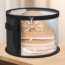 1pc/2pcs/3pcs Collapsible Round Brim Hat Storage Container, Travel Hat Organizer Box Bag For School School Accessories School Stuff - Black - View 12