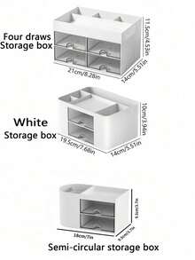 Caja de almacenamiento de maquillaje de gran capacidad con 2 cajones, adecuada para tocador, baño y escritorio de dormitorio, organizador de maquillaje para brochas, sombras de ojos, loción, lápiz labial, esmalte de uñas - Blanco