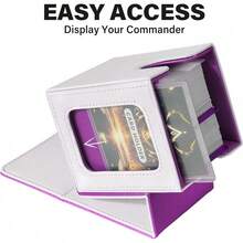 Magnetic Card Deck Box For TCG Storage, Holds 100 Double-Sleeved Cards - White & Purple - View 11