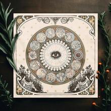1pc Enchanting 12 Zodiac Moon Phase Tarot Tablecloth Mystical Vintage Floral Durable Polyester Altar Cloth Witchcraft Astrology & Oracle Card Readings Ideal For Home Decor - White - View 3