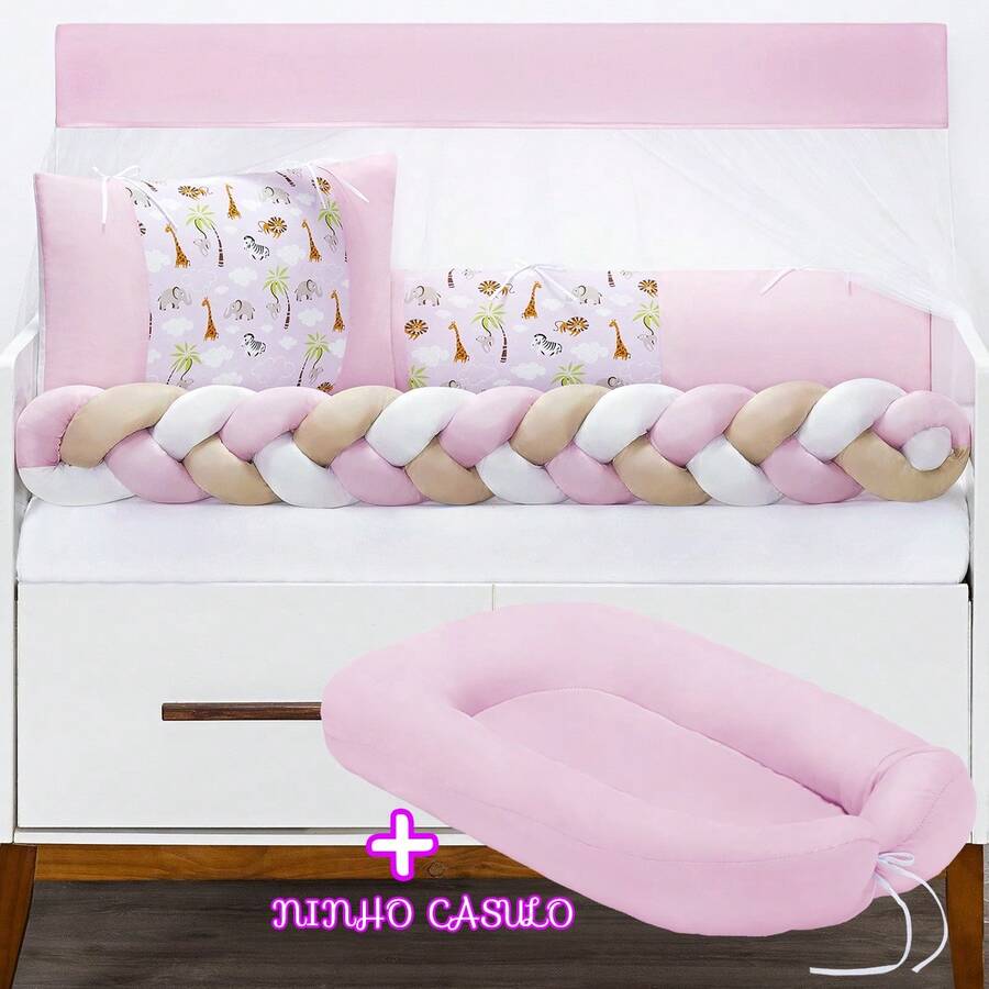 Kit Berço + Ninho Redutor Trançado Americano Safari -Várias Cores