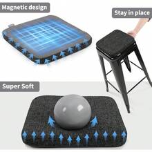 Foam Bar Stool Cushions 4 Pcs, Modern Interwoven Style Magnetic Small Chair Pads Use For Cafe Bistro Stackable Metal Stool (Square, Black-Gray, 4)