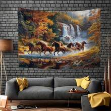 Tablou decorativ vibrant cu cai - Decor multifuncțional din poliester pentru sufragerie, studio și fundaluri de petrecere - Ideal pentru zile de naștere și sărbători