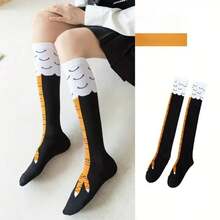 3 Pairs Of Striped Black And Yellow Chicken Leg Claw Calf Socks, With A Fun And Innovative Design, Suitable For Holiday Parties And Fun Gifts Recommended For Friends - Đen và vàng - Xem 2