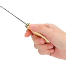 7 Pieces Handmade Leather Sewing Tools, 3 Sewing Awl Needles + 1 Copper Handle + 1 Roll Of Nylon Cord + 2 Thimbles, Canvas Leather Restoration And DIY Craft Sewing Tools