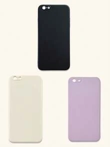 3pcs Minimalist Solid Color Phone Cases, Elegant, Simple, Black, Beige, Purple Phone Cases, Affordable Price, Suitable For All Ages And Genders, Compatible With IPhone & Galaxy, Case Compatible With Iphone 17 Pro Max, Covers, Cute Phone Case, Phone 11/12/13/13 Pro Max/14/14 Pro Max/15/15 Pro Max/16/16 Pro Max, Galaxy - Multicolor - View 17